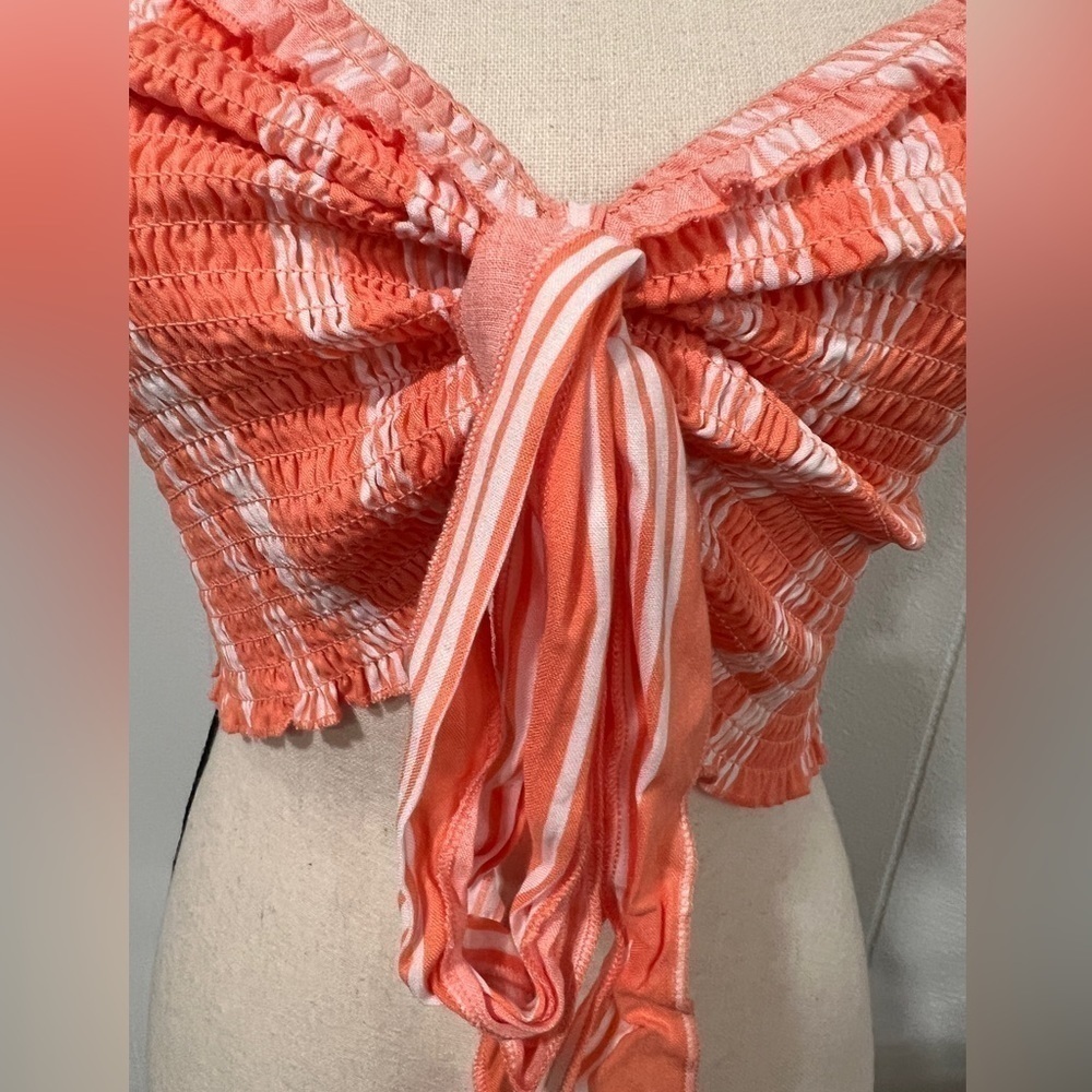 3/$25 Sale 🎈Kendel & Kylie smocking stripped tube tie front bandeau top - Picture 5 of 7
